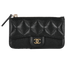 Chanel Zipped Flap Card Holder, &pound;595, Accessories, Black, Caviar Leather, Front view